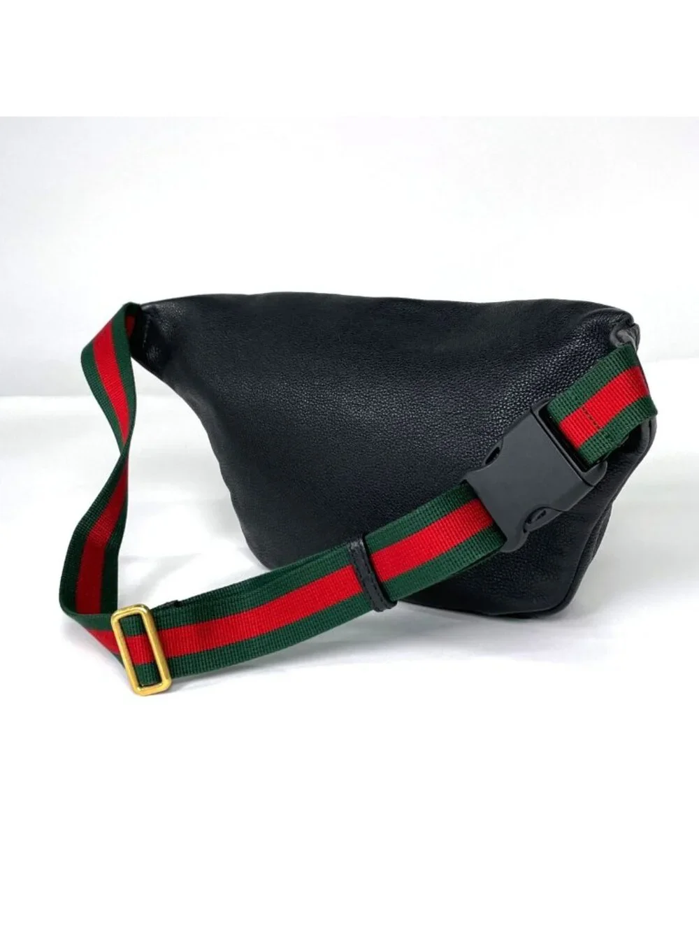 Gucci Belt Bag Logo Sherry Line Web Leather Black